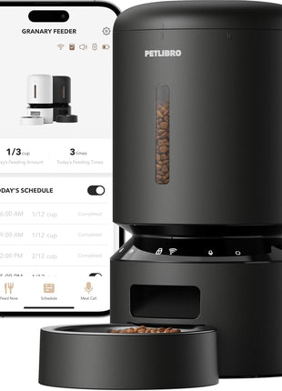 PETLIBRO Automatic Cat Feeder, 5G WiFi Automatic Dog Food Dispenser with Freshness Preservation, 5L Timed Pet Feeder with Low Food Sensor, Up to 10 Meals Per Day, Granary Black