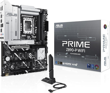 ASUS PRIME Z890-P WIFI Z890 LGA 1851 ATX motherboard, Intel® CoreTM Ultra Series 2 Ready, Advanced AI PC-ready, 14+1+1+2 power stage, DDR5, PCIe® 5.0, ThunderboltTM 4 USB Type-C®, 4x M.2, Wi-Fi 7, 2.5Gb
