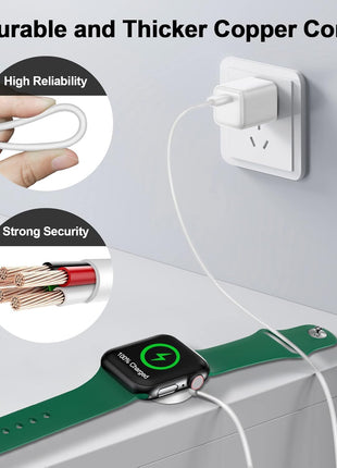 𝟐𝟎𝟐𝟓 𝐔𝐩𝐠𝐫𝐚𝐝𝐞𝐝 for Apple Watch Charger Magnetic Fast Charging Cable [Portable] Magnetic Wireless Charging Compatible with iWatch Series Ultra/10/9/8/7/6/SE/5/4/3/2-[3.3FT] White