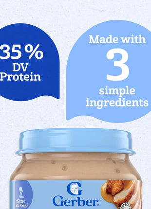 Gerber Stage 2, Chicken and Gravy Jar, Baby Food, Mealtime Poultry Puree, 10-Pack