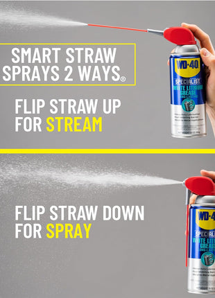 WD-40 Specialist White Lithium Grease Spray with SMART STRAW SPRAYS 2 WAYS, 10 OZ