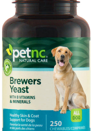 Petnc Natural Care Brewers Yeast Dog Skin and Coat Supplement (250 Chewables), With B Vitamins, Antioxidants & Minerals, Promotes Healthy Skin & Glossy Coat, For Dogs 10 Lbs & Over