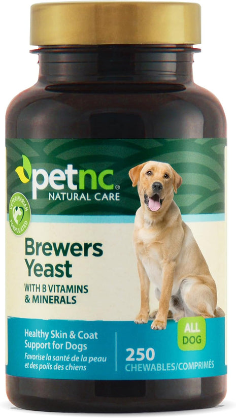Petnc Natural Care Brewers Yeast Dog Skin and Coat Supplement (250 Chewables), With B Vitamins, Antioxidants & Minerals, Promotes Healthy Skin & Glossy Coat, For Dogs 10 Lbs & Over