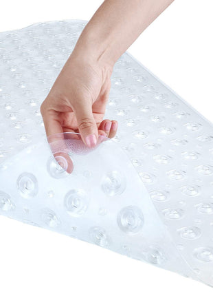 YINENN Bath and Shower Safety Mats 40x16 inch, Non Slip with Suction Cups for Bathroom Stall and Tub Floor, Extra Large and Machine Washable, Drain Holes Keep Bathtub Clean, Clear
