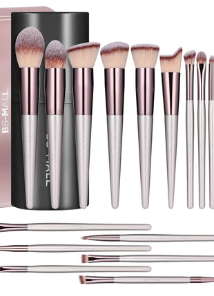 BS-MALL Makeup Brush Set 18 Pcs Premium Synthetic Foundation Powder Concealers Eye shadows Blush Makeup Brushes with black case