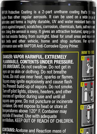 U-POL Raptor 2K Bedliner Aerosol, Protective Coating, Spray-On Truck Bed Liner, Impact, Scratch & UV Resistant, Black, 13.2 OZ