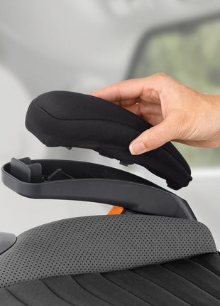 Chicco GoFit Plus Backless Booster Car Seat with Latch, 40-110 lbs | Stream/Blue, ErgoBoost contoured seat, quick-release LATCH, washable pad, 2 cup holders, booster seat for ages 4+, 40-110 lbs