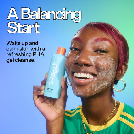 Bubble Skincare Fresh Start Gel Cleanser - Gentle Exfoliating Face Wash for Oily Skin - Formulated with Aloe Vera Juice + Caffeine to Protect and Soothe Complexion (50ml) (Pack of 2)
