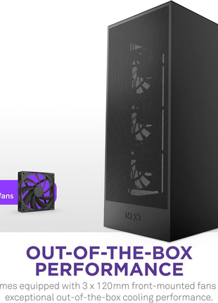 NZXT H7 Flow - Mid-Tower ATX Airflow PC Case - Black | Airflow-first ATX mid-tower. Bottom-mount fans for direct GPU cooling, 420mm front radiator support, clean cable routing.