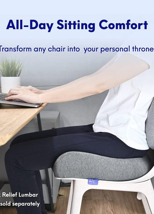 Cushion Lab Patented Pressure Relief Seat Cushion for Long Sitting Hours on Office & Home Chair - Extra-Dense Memory Foam for Soft Support. Car Pad for Hip, Tailbone, Coccyx, Sciatica - Black