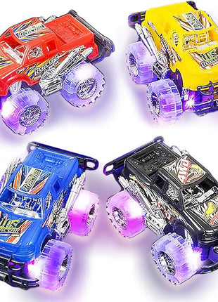 Light-Up Monster Truck Toys (2-Pack) ??Push-&-Go Cars with Glowing Wheels ??Birthday Gift for Toddlers, Boys & Girls Ages 3+ ??Durable Friction-Powered Trucks ??Batteries Included