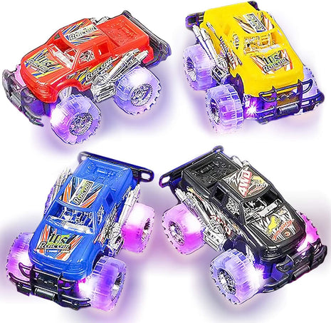 Light-Up Monster Truck Toys (2-Pack) ??Push-&-Go Cars with Glowing Wheels ??Birthday Gift for Toddlers, Boys & Girls Ages 3+ ??Durable Friction-Powered Trucks ??Batteries Included