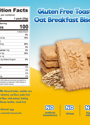 ChocZero Toasted Oat Breakfast Biscuits – No Added Sugar, Keto & Gluten Free High Fiber Snack Cookies, 30 Per Box (9 oz)