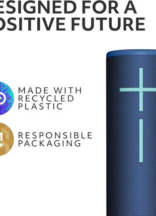 Ultimate Ears Boom 4 Portable Waterproof Bluetooth Speaker with Balanced 360-Degree Sound with Clear Audio and Bass, Floating Speaker with 15-Hour Battery and 147ft (45m) Range - Blue
