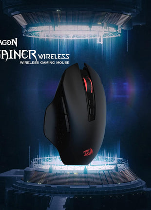 Redragon M656 Gainer Wireless Gaming Mouse, 4000 DPI 2.4Ghz Wireless Mouse w/ 5 DPI Levels, 7 Macro Buttons, Red LED Backlit & Pro Software/Drive Supported, for PC/Mac/Laptop