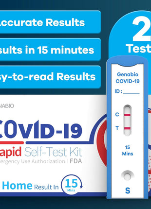 Genabio COVID-19 Antigen Rapid Self-Test Kit, Ages 2+, 2 Tests | Respiratory Test Kit