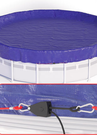 24 FT Round Pool Cover, [ 2025 Upgraded ] Above Ground Pool Cover, Heavy Duty Winter Pool Cover, Cold and UV Resistant, Cable and Pulley System