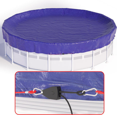 24 FT Round Pool Cover, [ 2025 Upgraded ] Above Ground Pool Cover, Heavy Duty Winter Pool Cover, Cold and UV Resistant, Cable and Pulley System