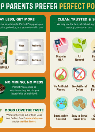 Perfect Poop Digestion & General Health Supplement for Dogs: Fiber, Prebiotics, Probiotics & Enzymes Relieve Digestive Conditions, Optimize Stool, and Improve Health (Cheddar Cheese, 12.8 oz)