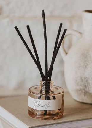 Sweet Water Decor Salt and Sea Reed Diffuser - Sea Salt, Citrus, Musk & Amber Scent - Long-Lasting 4 Month Home Fragrance, Non-Toxic, Aesthetic Home & Bathroom Decor, Made in USA, 3.5 Fl Oz