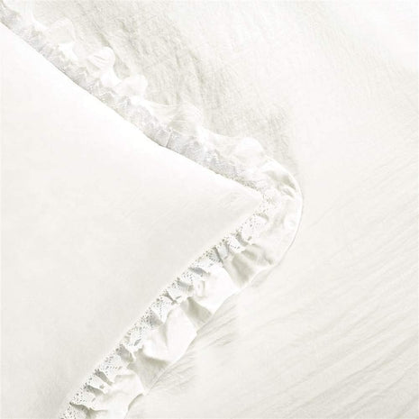 Lush Decor Ella Ruffle Lace Comforter, 2 Piece Set, Twin, Ivory - Cute Comforter - Twin Bedding Set - White Bedding - Coquette Decor - White Lace Trim - Ruffle Trim
