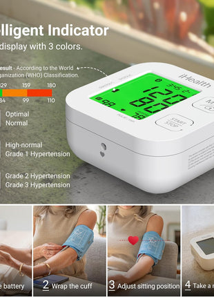 iHealth Track Smart Upper Arm Blood Pressure Monitor with Wide Range Cuff That fits Standard to Large Adult Arms, Bluetooth Compatible for iOS & Android Devices