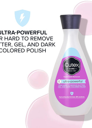 Cutex Gel Nail Polish Remover, Ultra-Powerful & Removes Glitter and Dark Colored Paints, Paraben Free, 6.76 Fl Oz