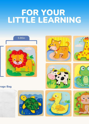 TOY Life Wooden Puzzles for Toddlers 2-4, Montessori Toys for 1 2 3 Year Old Boys Girls, Animals Puzzles Educational Learning Toys 2 Year Old, Toddler Birthday Gifts Toy for Baby Girl Boy 6M+
