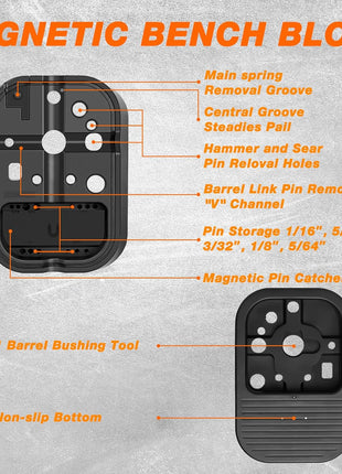 BESTNULE Punch Set, Pin Punches, Punch Tool, Roll Pin Punch Set, Made of High Quality Metal Material Including Punches and Hammer, Mechanical Repair Tool, with Organizer Storage Box (with Bench Block)