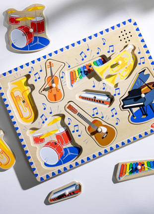 Melissa & Doug Musical Instruments Sound Puzzle - Wooden Peg Puzzle (8 pcs)