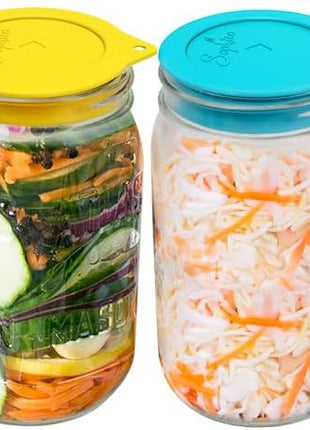 Sophico Silicone Fermenting Lids, Waterless Airlock Fermentation Tops Mason Jar Lid Fermenter Caps for Pickles, Kimchi, and Fermented Probiotic Food   4 Pack, Wide Mouth (Jars Not Included)