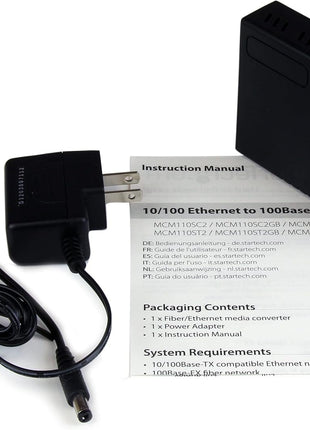 StarTech.com Multimode (MM) SC Fiber Media Converter for 10/100Mbps Network - Ethernet to SC MM Fiber Media Converter - 2 km / 1.2 m, TAA (MCM110SC2)