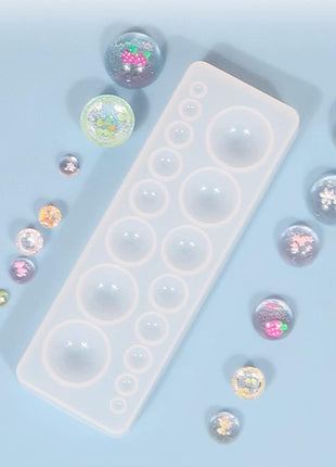 2PCS Cabochon Gem Silicone Mold, Clear Round Silicone Mold for Making Earrings Jewelry Making Crafting Projects