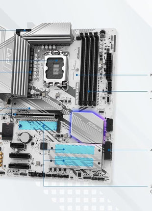 ASRock Z890 Pro RS WiFi 6E White Intel Core Ultra LGA1851 RL-ILM DDR5 8666 MHz 256 GB ATX Motherboard M.2