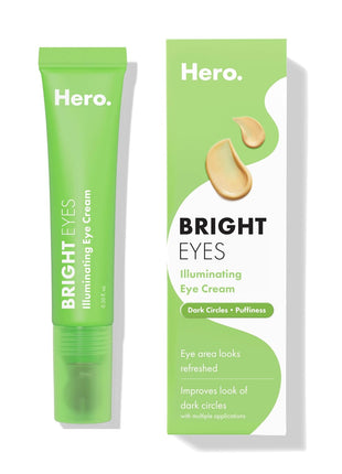 HERO COSMETICS Bright Eyes Illuminating Eye Cream, 0.5 Fl Oz | For Dark Circles, Helps Eyes Look Refreshed, Stainless Steel Tip for Cooling Effect