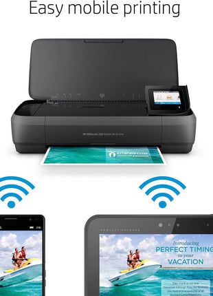 HP OfficeJet 250 Wireless Mobile Printer, Scanner, Copier - Black, Battery Included (CZ992A)