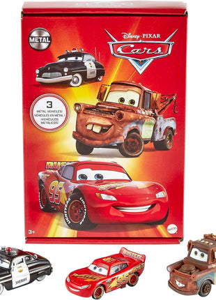 Mattel Disney and Pixar Cars Toys, Radiator Springs 3-Pack of Die-cast Toy Cars & Trucks with Lightning McQueen, Mater & Sheriff