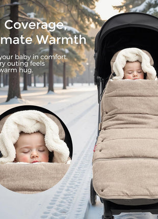 Momcozy Stroller Footmuff Universal | Easily Attaches to Most Strollers | Ultra-Plush,Weather-Proof Stroller Sleeping Bag | Deluxe Warm Stroller Bunting Bag | Extendable Cover Winter | Adjust-Buckle