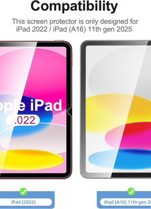 NEW'C 2 Pack Designed for iPad (A16) 11th Generation 2025, iPad 10th Generation 10.9 inches 2022 Screen Protector Tempered Glass, Bubble Free, Ultra Resistant (Easy Installation Frame)