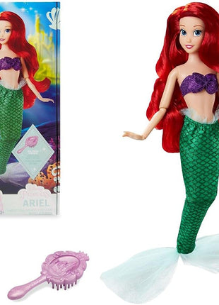 Disney Store Official Princess Classic Doll (Ariel from The Little Mermaid), 11 Inches, Includes Brush with Molded Details, Fully Posable Toy in Classic Outfit - Disney Princess Toys