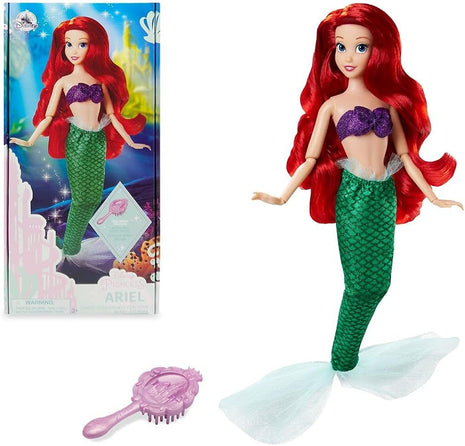 Disney Store Official Princess Classic Doll (Ariel from The Little Mermaid), 11 Inches, Includes Brush with Molded Details, Fully Posable Toy in Classic Outfit - Disney Princess Toys