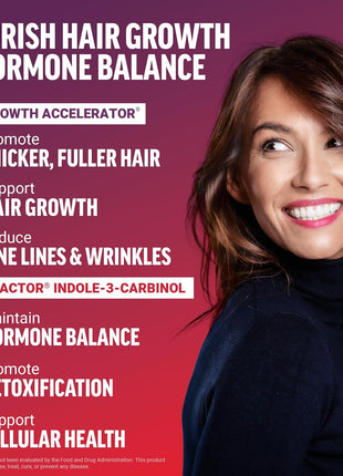 Force Factor Hair Growth Accelerator Soft Chews, Hair Growth Vitamins for Women and Men with Clinically Studied Lustriva and Biotin, Promotes Thicker, Fuller, Stronger Hair + Indole 3 Carbinol 200mg