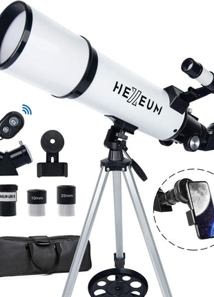Telescope 80mm Aperture 600mm - Astronomical Portable Refracting Telescopes Fully Multi-Coated High Transmission Coatings AZ Mount with Tripod Phone Adapter, Wireless Control, Carrying Bag.