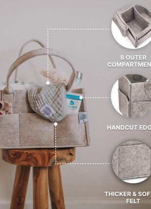 Parker Baby Diaper Caddy - Nursery Storage Bin and Car Organizer for Diapers and Baby Wipes - Oatmeal, Regular
