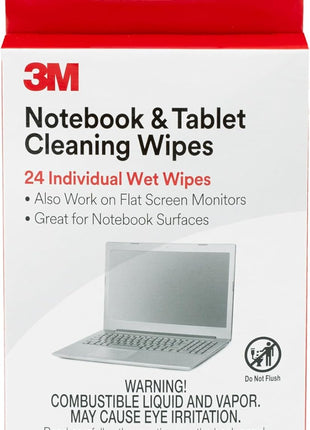 3M Notebook Screen Cleaning Wipes, 3.9 x 6.9 Inches (CL630), White, 24 individual wet wipes (Packaging may vary)