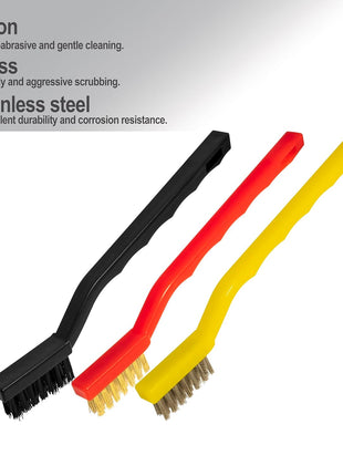 6Pcs Wire Brush Set, Stainless Steel/ Brass/ Nylon Bristle Brushes for Cleaning Rust, Scratch Wire Brushes for Cleaning Welding Slag, Paint and Dirt Removal