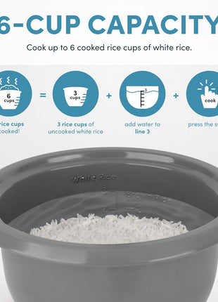 AROMA Rice Cooker, 3-Cup (Uncooked) / 6-Cup (Cooked), Small Rice Cooker, Oatmeal Cooker, Soup Maker, Auto Keep Warm, 1.5 Qt, White, ARC-393NG
