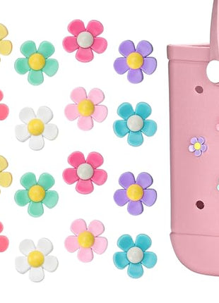 Ella & Emma 16pcs Flower Charm Accessory for Bogg Bags and Simply Southern Totes, Decorative Accessories to Customize Your Beach Tote Bag