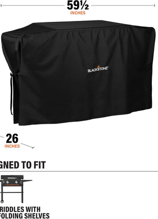 Blackstone 5483 Griddle Cover Fits 28 inches Griddle Cooking Station with Hood Water Resistant, Weather Resistant, Heavy Duty 600D Polyester Flat Top Gas Grill Cover with Cinch Straps 28 inch Black