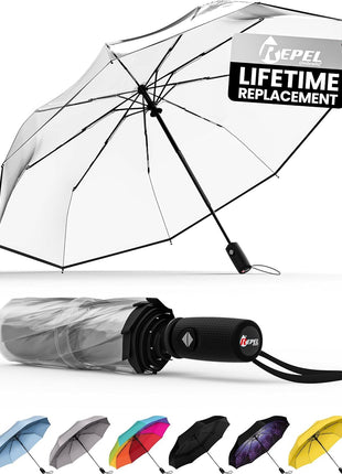 REPEL Windproof Travel Umbrella - Compact & Withstands Winds up to 85MPH, Strongest Premium Auto Folding Umbrella for Rain and Sun - Durable, Light & Portable for Women & Men, Fits Backpack & Cars